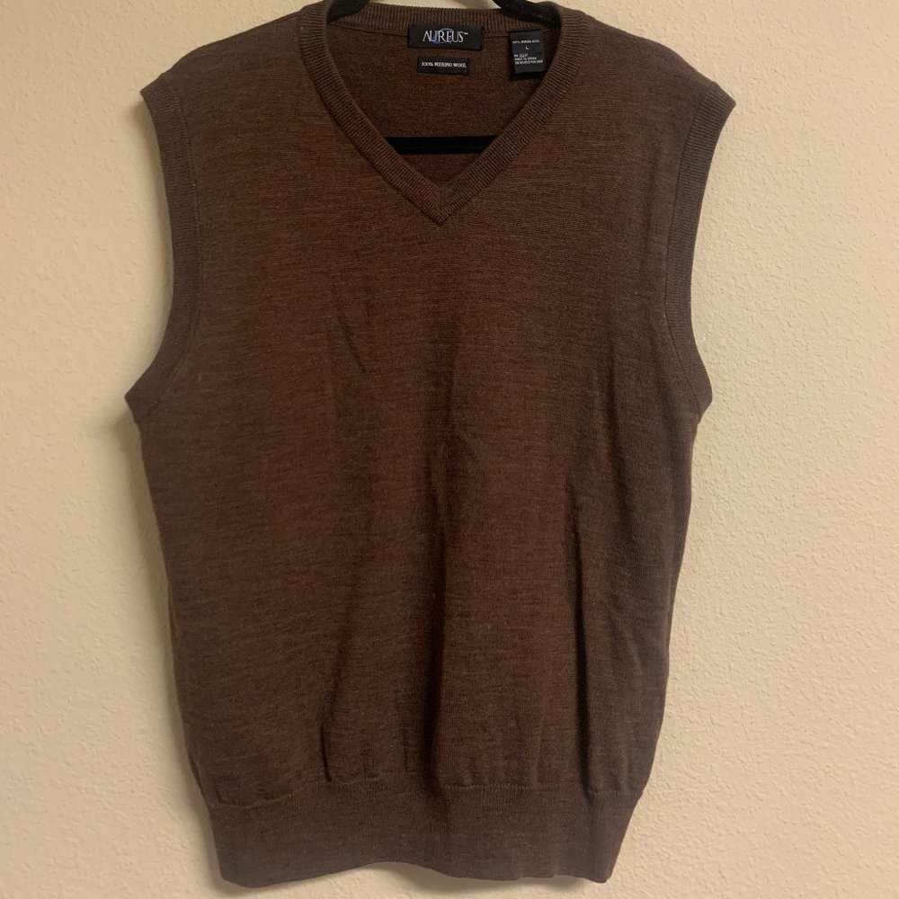 Brown wool sweater vest